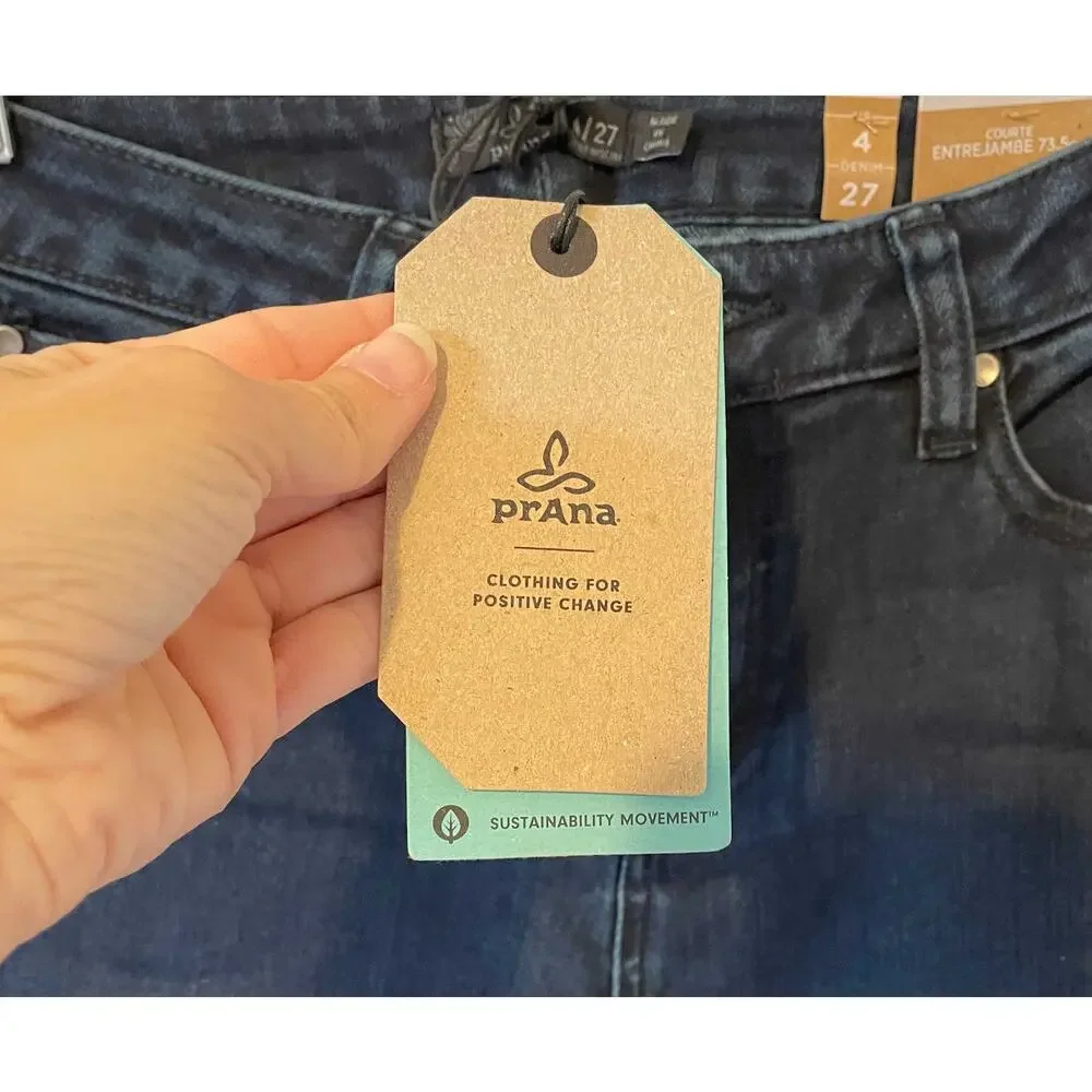 Prana High Rise Skinny Denim Jeans Dark Wash Blue Size 6 Short NEW
